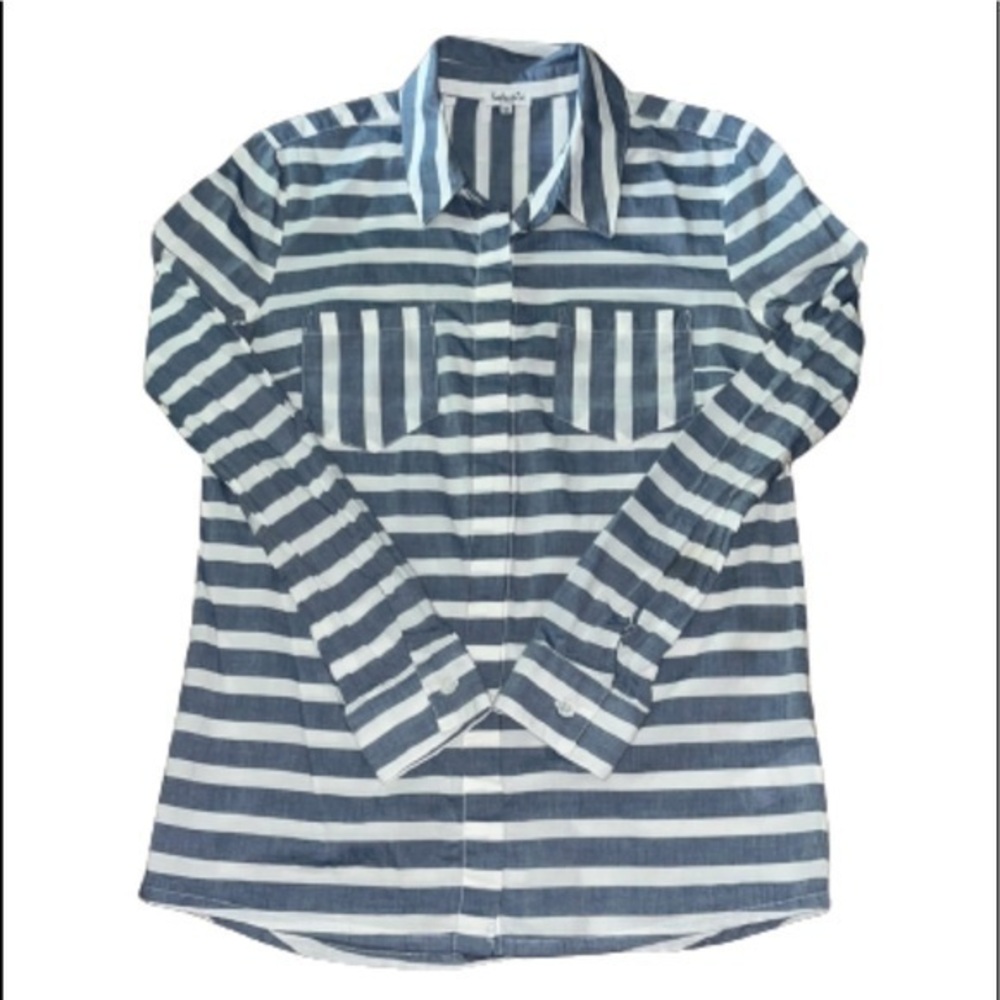 Splendid blue/white striped button down casual shirt size XS